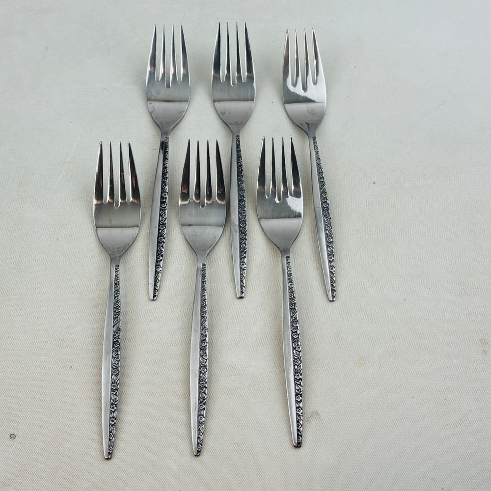 Bouquet by Coventry Salad Fork Set of 6 JH Stainless Japan Floral Flatware
